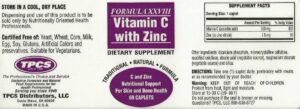 vitamin c with zinc label